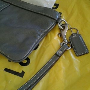 SOLD!!!Coach grey wristlet/clutch